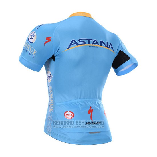 2015 Fahrradbekleidung Astana Hellblau Trikot Kurzarm und Tragerhose